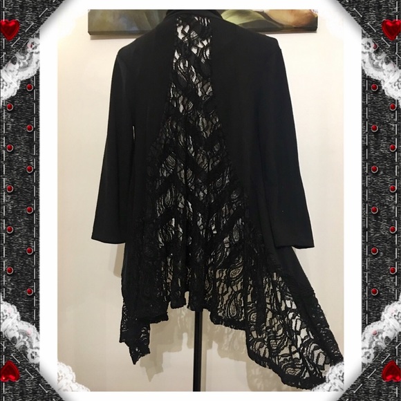 Maria Gabrielle Lace Inserted Open Front Cardigan - Picture 5 of 8